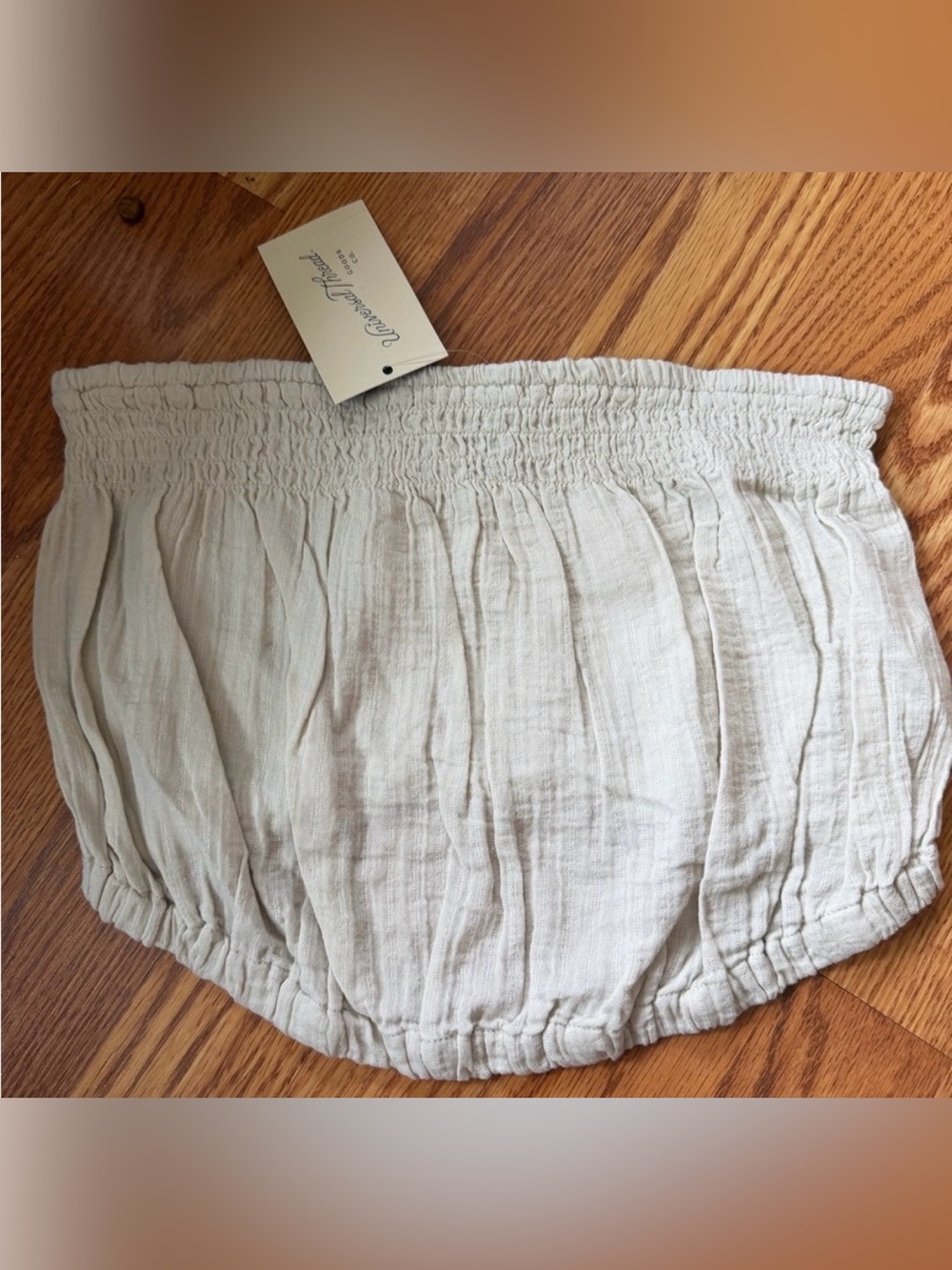 Universal Thread Cream Strapless Smocked Crop Top - Picture 3 of 3
